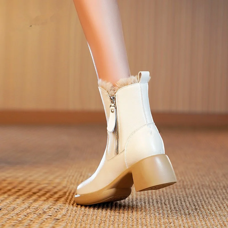 Téli meleg nyúlprémes hócsizma