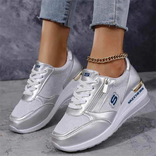 SKECHERS® 2025 legjobb fűzős, oldalsó cipzáras, hétköznapi tornacipője