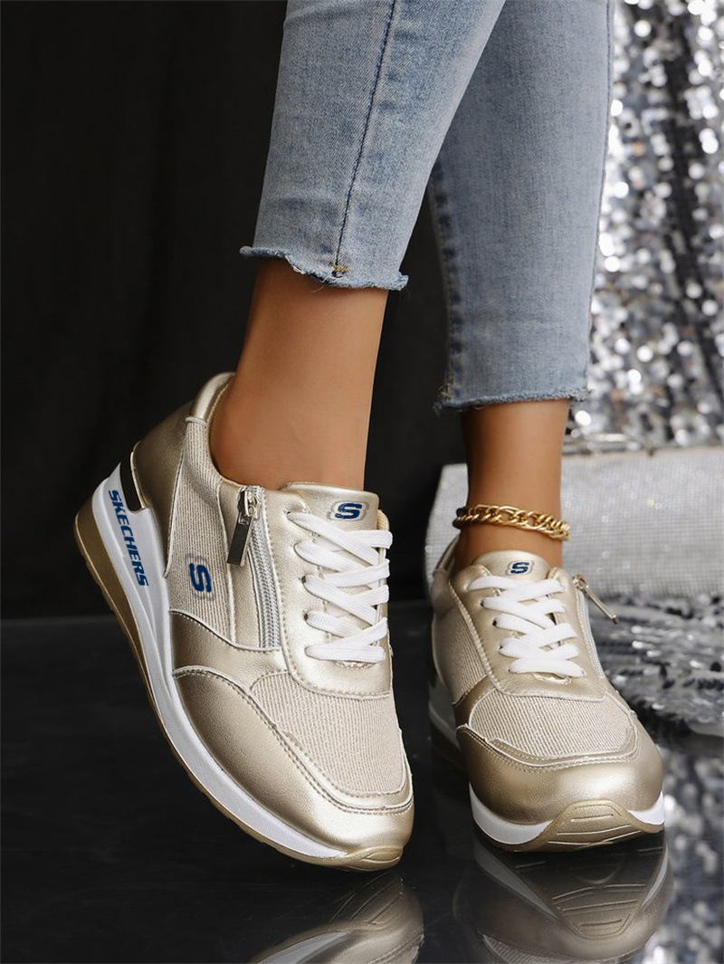 SKECHERS® 2025 legjobb fűzős, oldalsó cipzáras, hétköznapi tornacipője