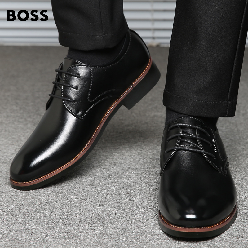 BOSS Kézzel varrott, nagyobb méretű üzleti alkalmi bőrcipő