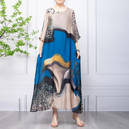 2023 nyári új selyem bő ruha