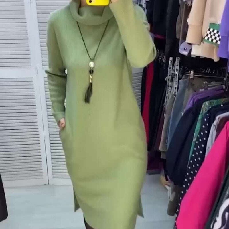 ✨DIVATOS ÖNBIZALOM👗 NŐI RUHA HOSSZÚ UJJÁVAL ÉS SZÉTTEL