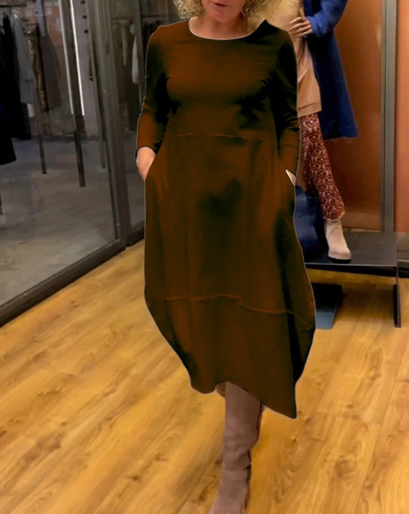 👗✨[S-3XL]Egyszínű hálós hosszú ruha