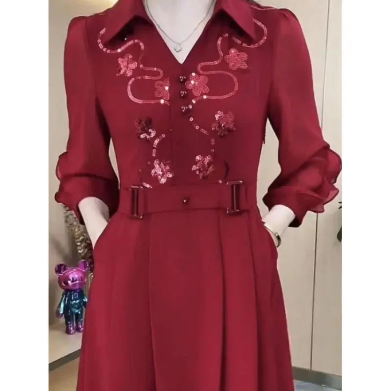 🔥👗【M-4XL】Új kiváló minőségű V-nyakú sifon ruha