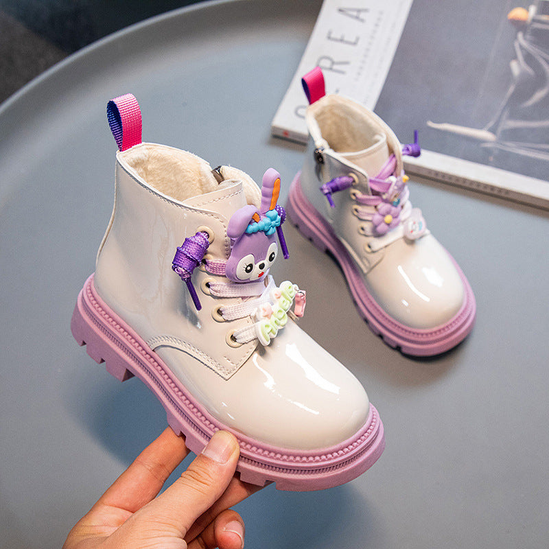 2023-as új diákrajzfilm téli puha talpú fiúk és lányok divatos plüss meleg pamutcsizma