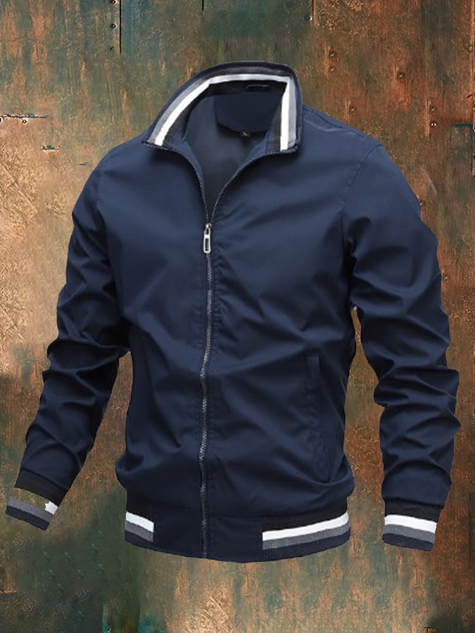 Férfi sport divat Slim Fit állógallérral vízálló cipzáras bomber dzseki