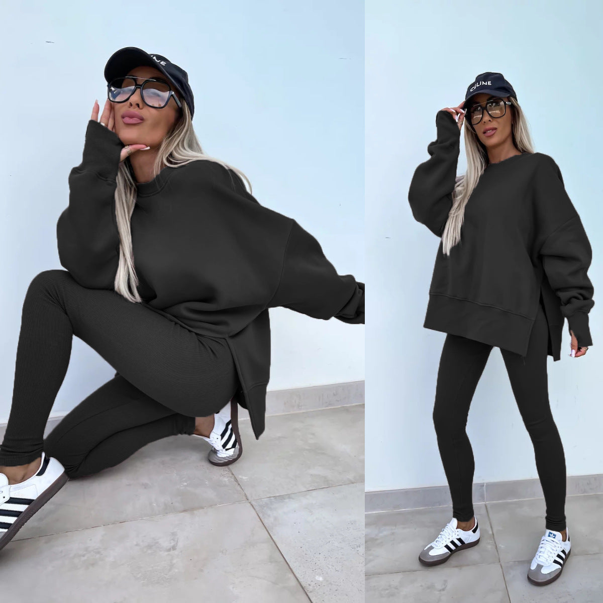 Kényelmes oversize pulóver és leggings szett