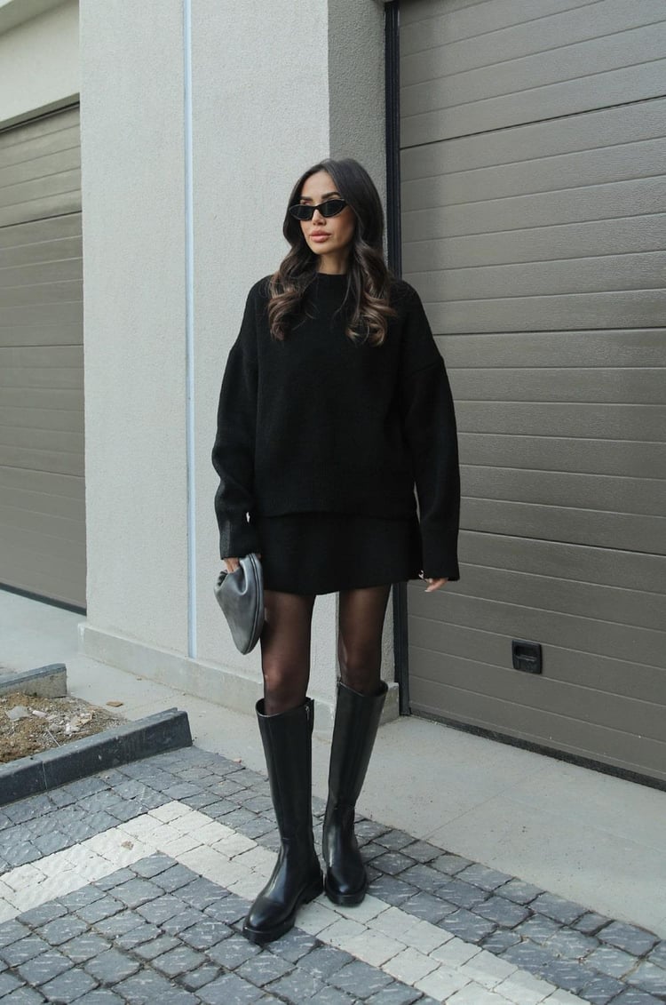 💕2025-ös új nagyméretű pulóver és miniszoknya szett