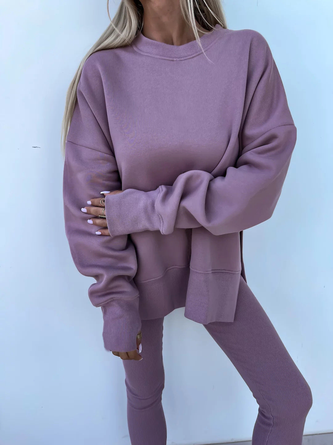Kényelmes oversize pulóver és leggings szett