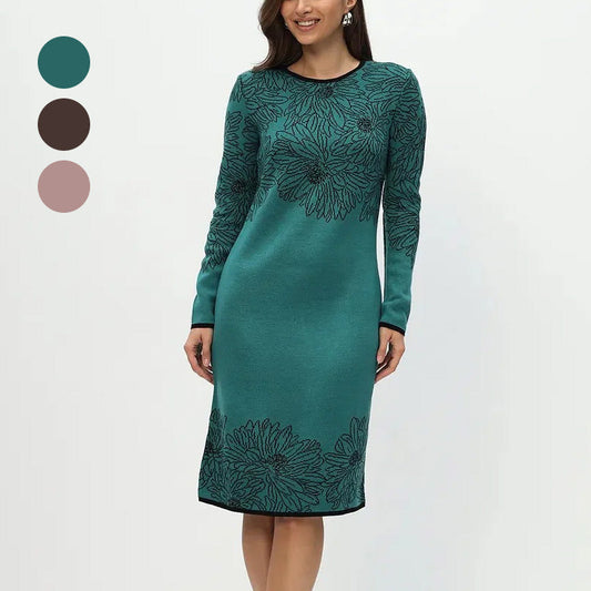 💃Új 2025-ös előrendelés✨Egyszerű hosszú ujjú, nyomtatott kerek nyakú ruha