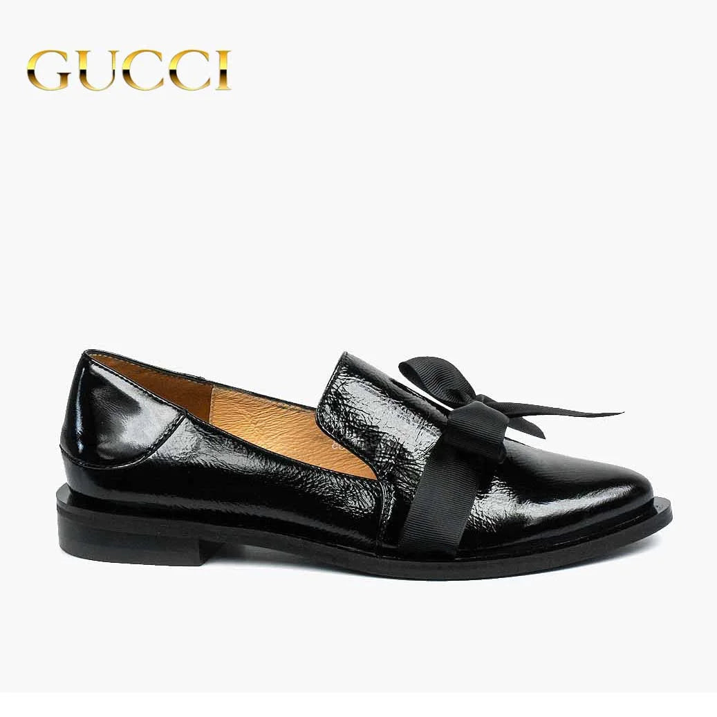 Új 2025-ös Gucci® női fekete bőrcipő