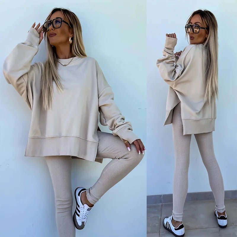 Kényelmes oversize pulóver és leggings szett