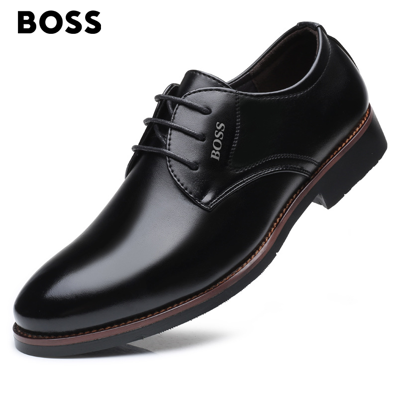 BOSS Kézzel varrott, nagyobb méretű üzleti alkalmi bőrcipő