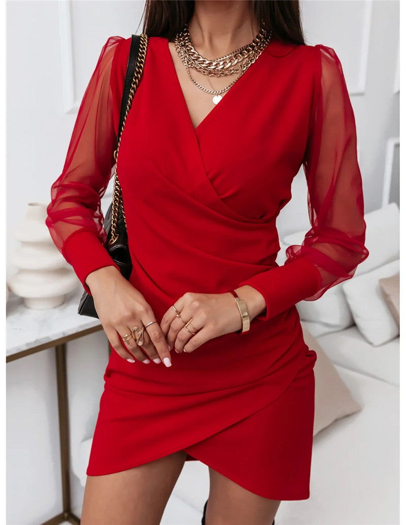 2024-es új elegáns egyszínű csipkeruha