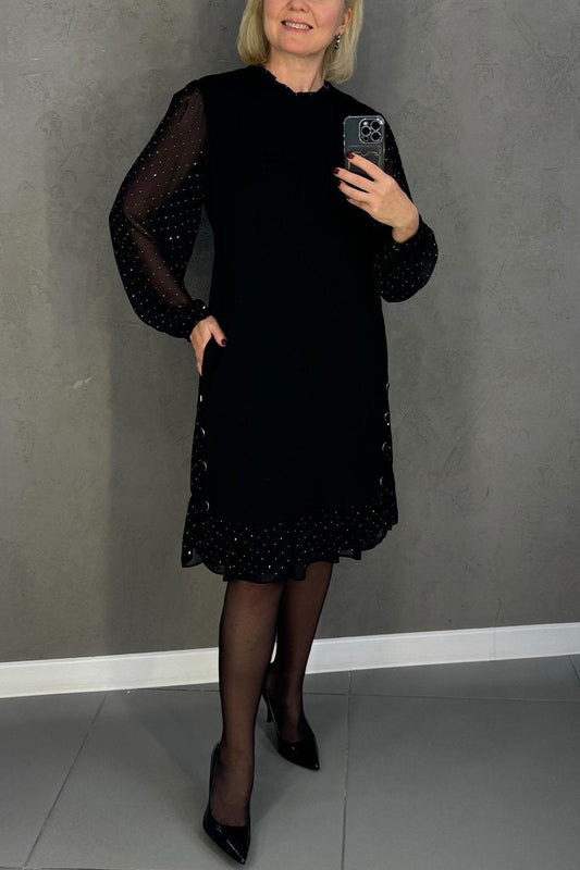 Női kerek nyakú, egyszínű Hot Diamond ruha