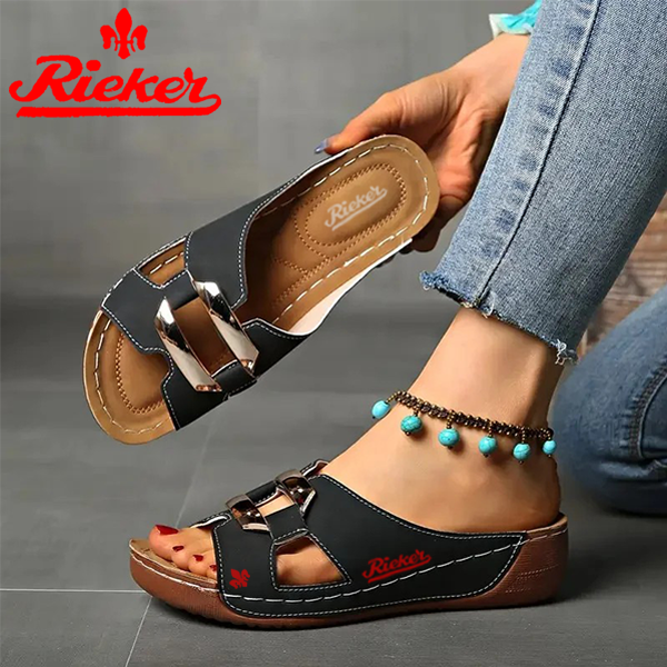 2025-RIEKER Új Női Bebújós Szandál Ékcsattal