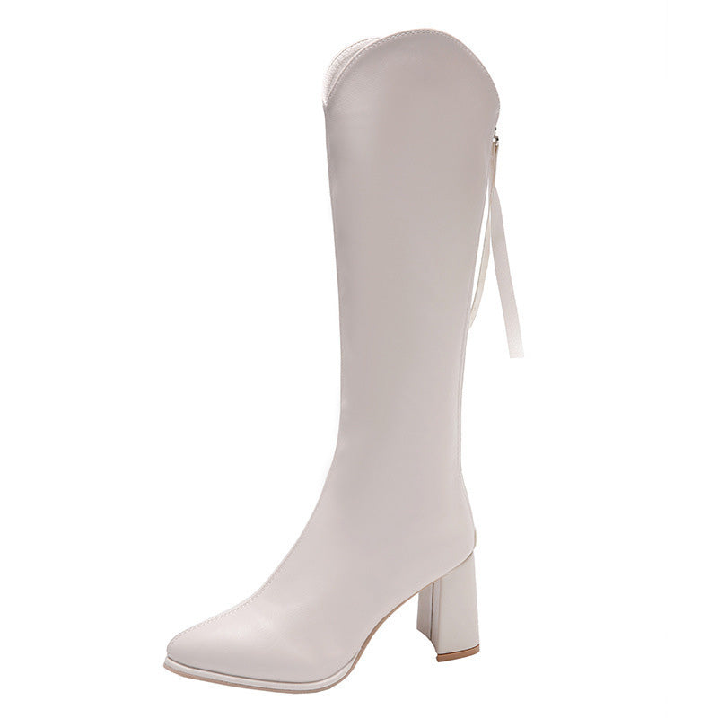 [✨2025 Új termékek]👢Elegáns női magas sarkú bokacsizma hegyes orrral