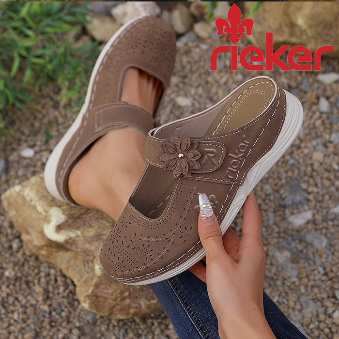 💕Új RIEKER 2025---Virágos, kényelmes szandál vastag sarokkal és éktalppal