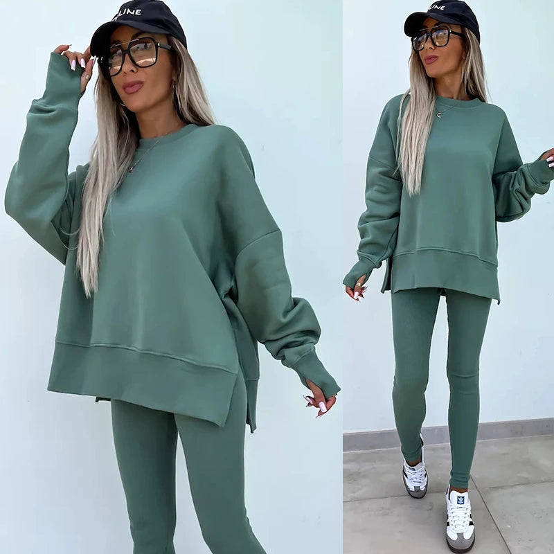 Kényelmes oversize pulóver és leggings szett