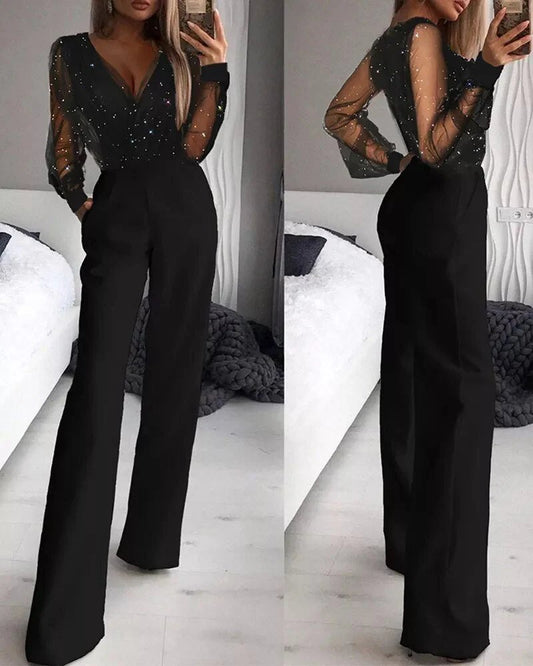 Fekete csillogó jumpsuit