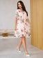 ❀Elegáns női félujjú sifon ruha mintával