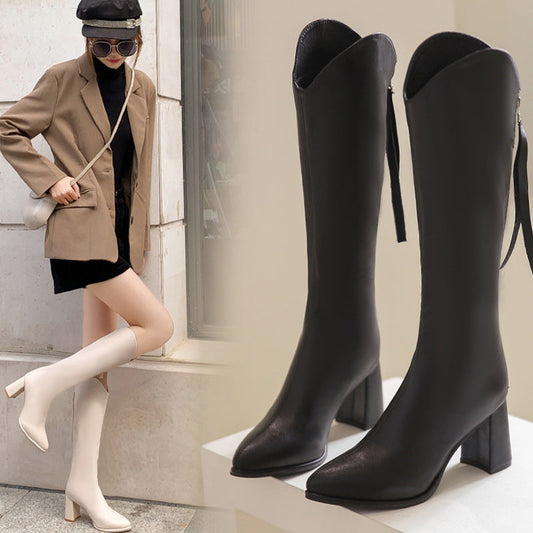 [✨2025 Új termékek]👢Elegáns női magas sarkú bokacsizma hegyes orrral