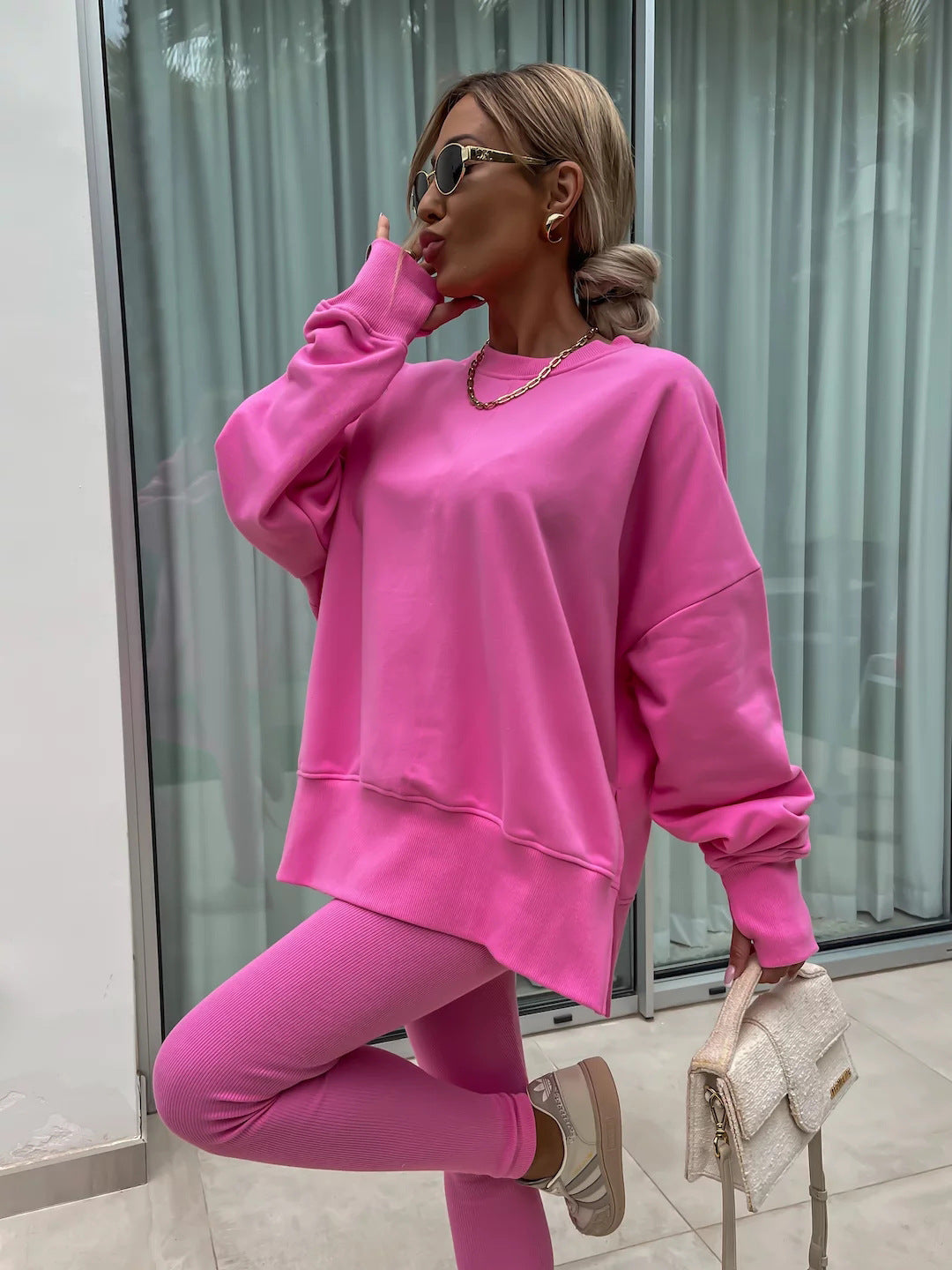 Kényelmes oversize pulóver és leggings szett