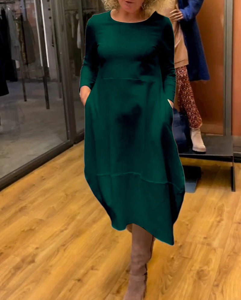 👗✨[S-3XL]Egyszínű hálós hosszú ruha