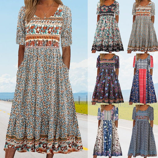 🌸 Dami elegáns ruha cseh mintával.