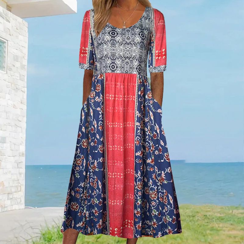 🌸 Dami elegáns ruha cseh mintával.