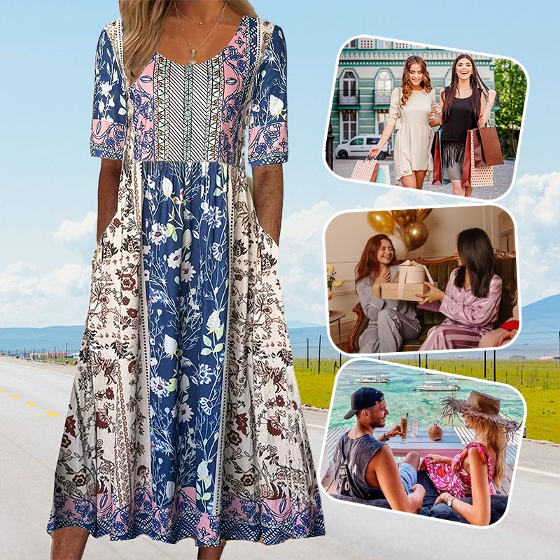 🌸 Dami elegáns ruha cseh mintával.