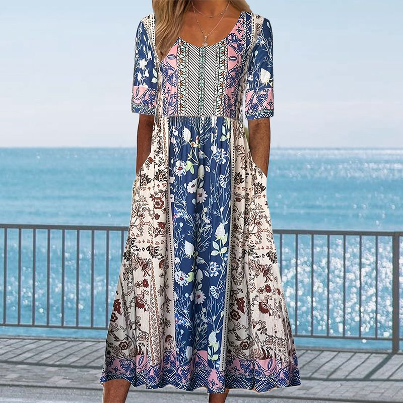 🌸 Dami elegáns ruha cseh mintával.