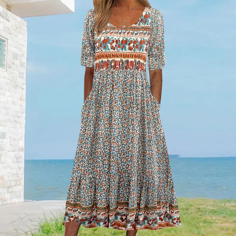 🌸 Dami elegáns ruha cseh mintával.