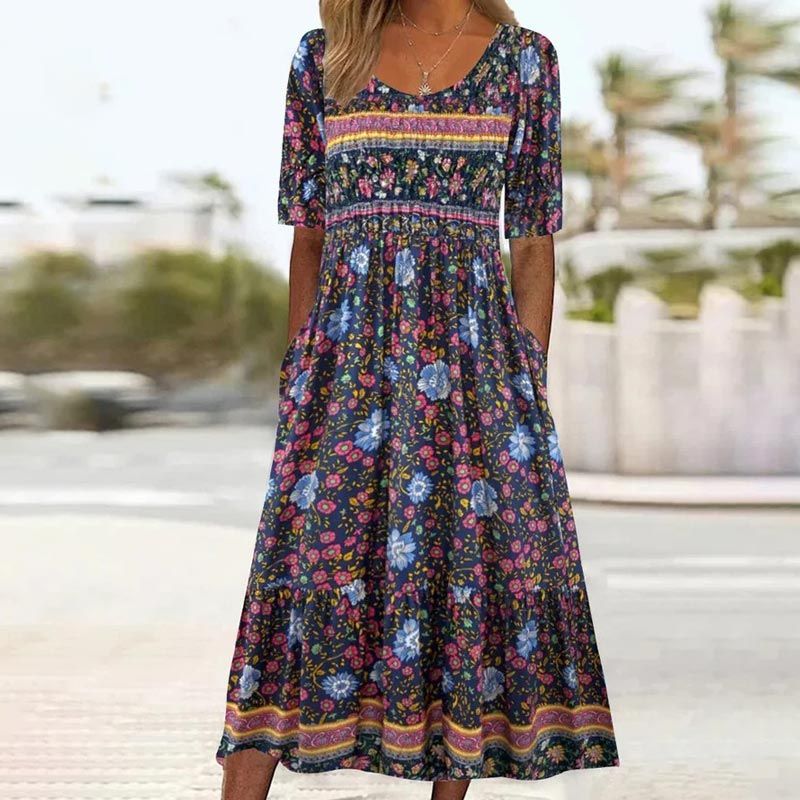 🌸 Dami elegáns ruha cseh mintával.