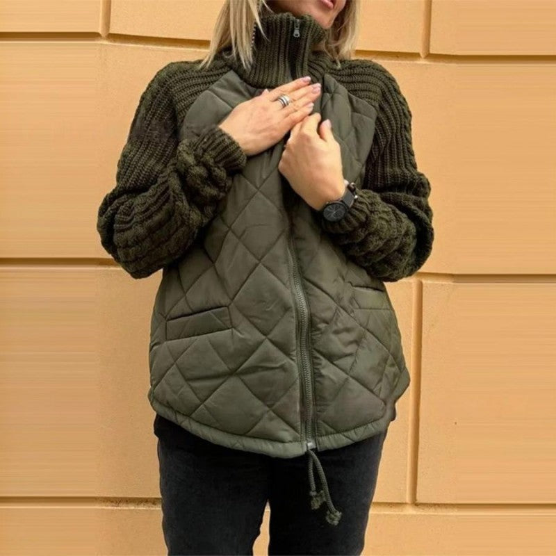 Női kötött patchwork pehelykabát