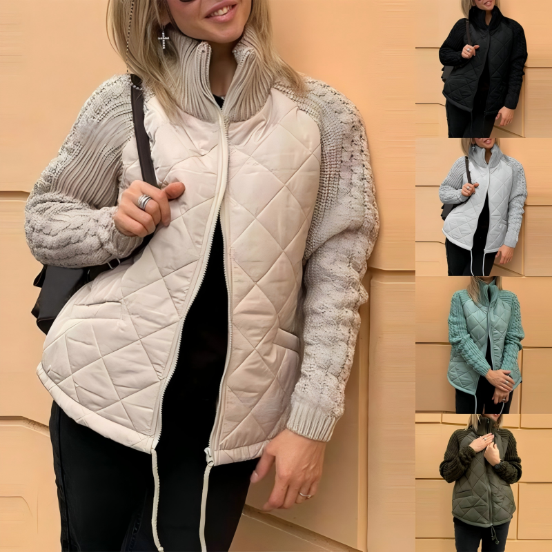 Női kötött patchwork pehelykabát