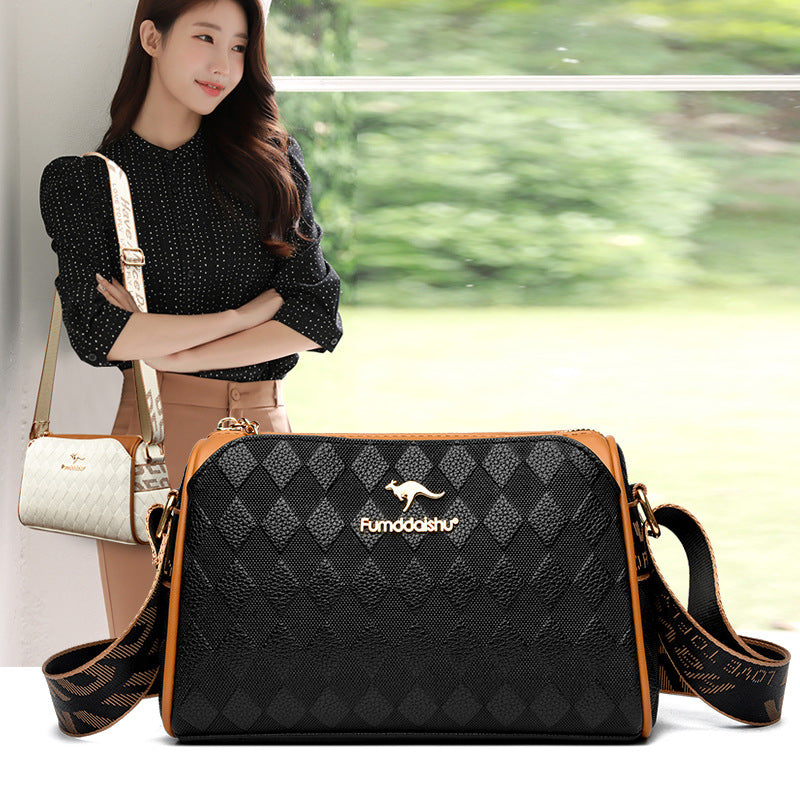 Divatos gyémántmintás Nagy kapacitású 3 rétegű crossbody táska