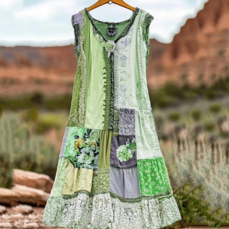 🌷【S-4XL】Vintage virágmintás ujjatlan ruha nőknek