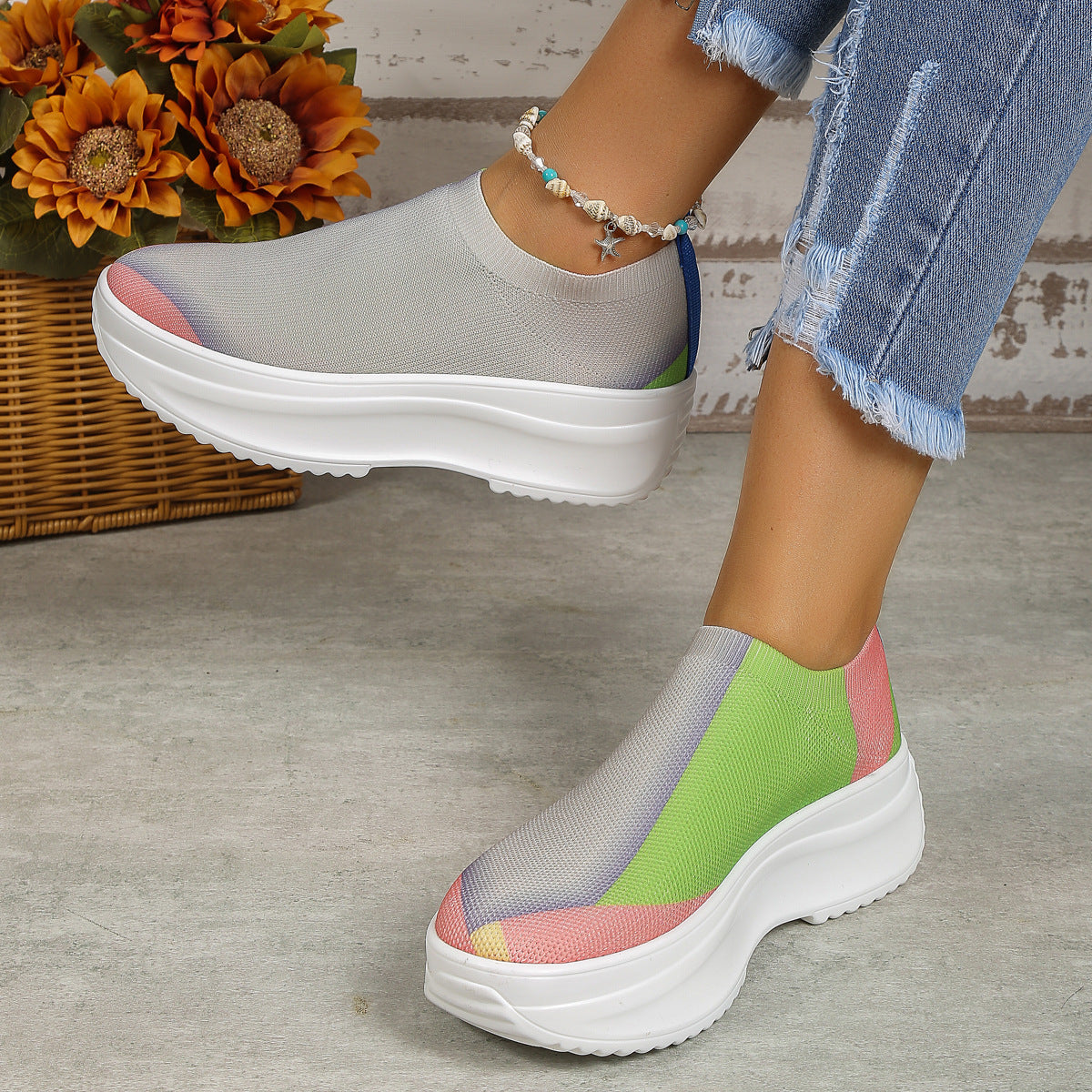 NŐI ORTOPÉD CSIZMÁK NADRÁG hajlítástámogató RAKTÁROK - FASHION COLORBLOCK ZOKNI CIPŐ