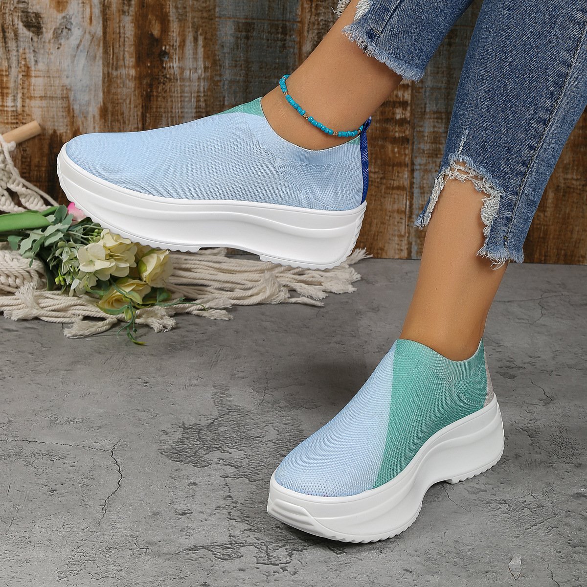 NŐI ORTOPÉD CSIZMÁK NADRÁG hajlítástámogató RAKTÁROK - FASHION COLORBLOCK ZOKNI CIPŐ