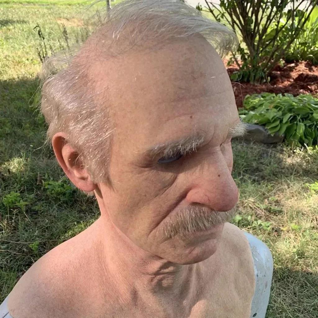 Szórakoztató Halloween Cosplay Party Mask - Igazi Old Man Head sisakmaszk