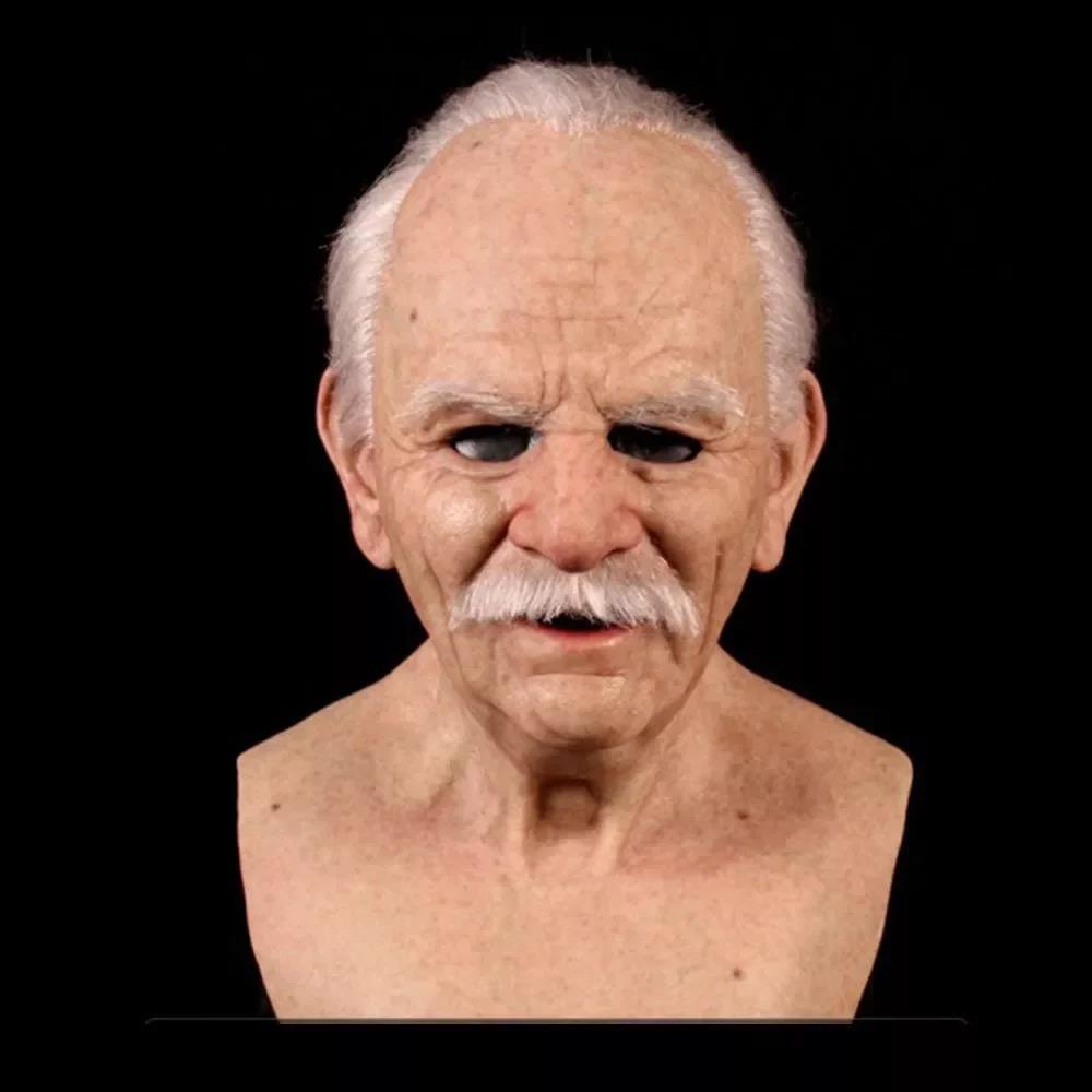 Szórakoztató Halloween Cosplay Party Mask - Igazi Old Man Head sisakmaszk