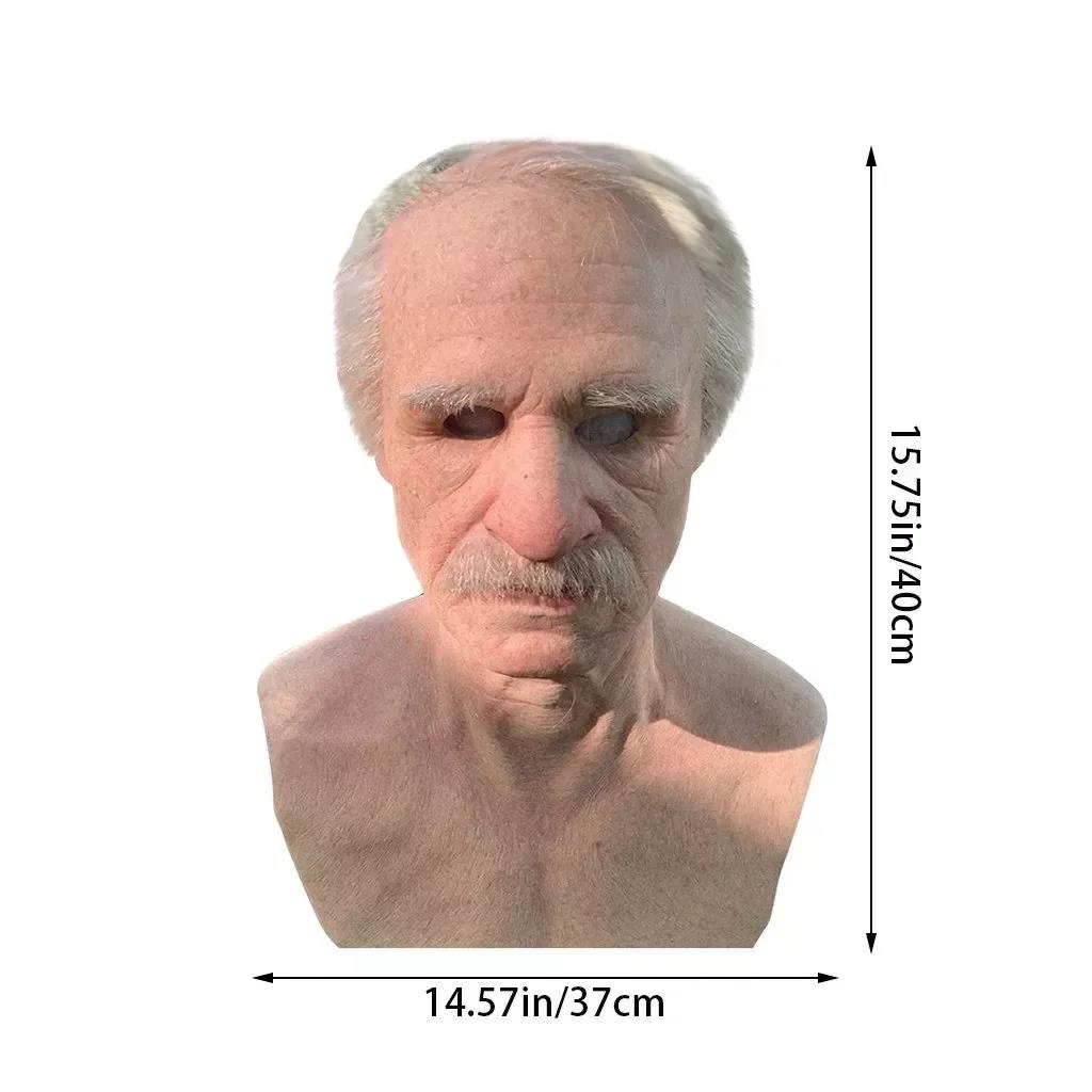 Szórakoztató Halloween Cosplay Party Mask - Igazi Old Man Head sisakmaszk