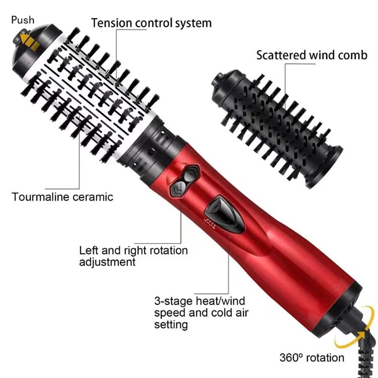🔥 Modelador de ar quente 3 em 1 e secador de cabelo rotativo para cabelos secos, cacheados e lisos💞