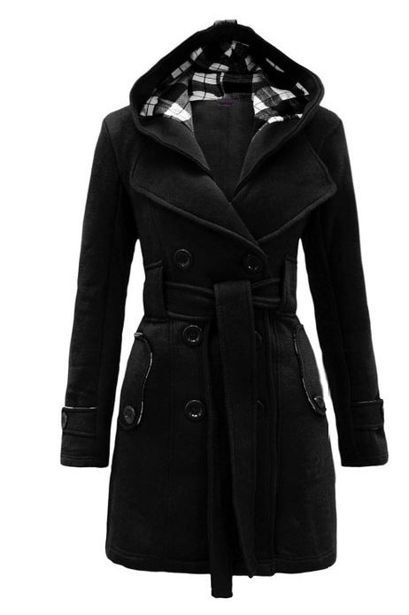 【S-3XL】 Női, közepes hosszúságú kapucnis meleg dzseki