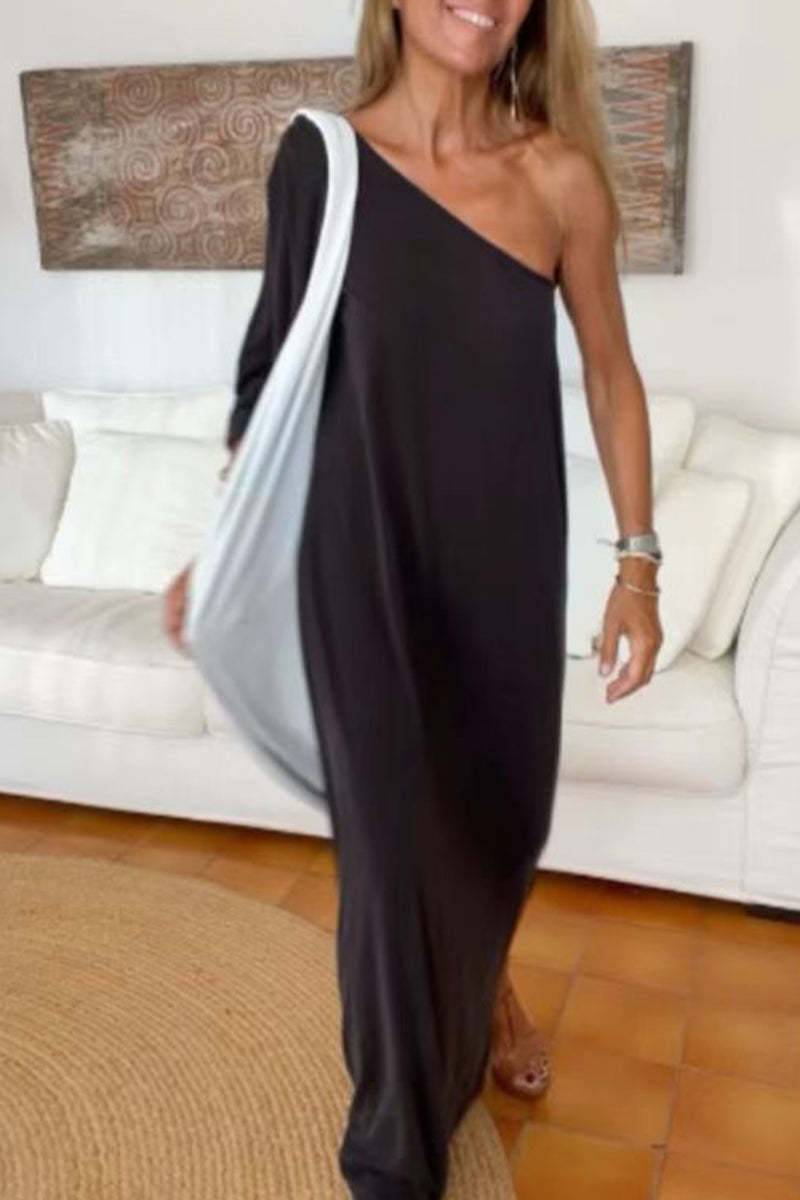 2023 egyszínű bő, bő női ruhák