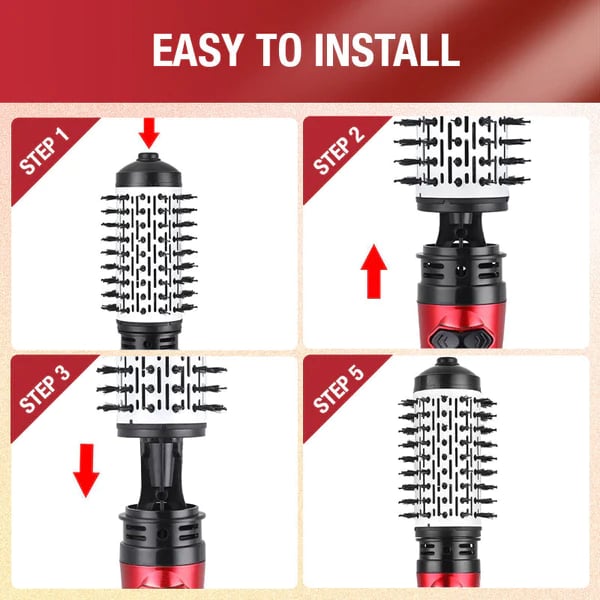 🔥 Modelador de ar quente 3 em 1 e secador de cabelo rotativo para cabelos secos, cacheados e lisos💞