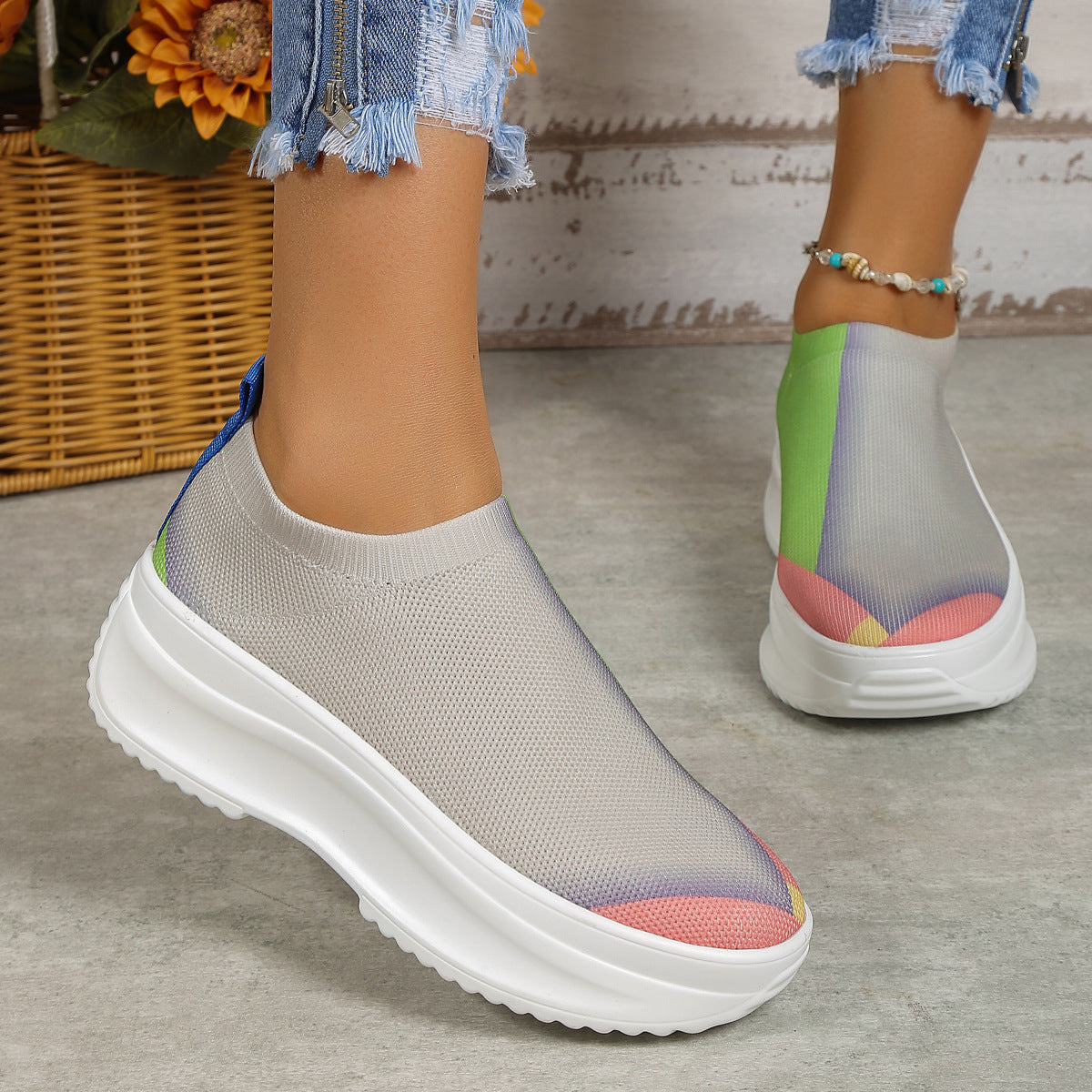 NŐI ORTOPÉD CSIZMÁK NADRÁG hajlítástámogató RAKTÁROK - FASHION COLORBLOCK ZOKNI CIPŐ
