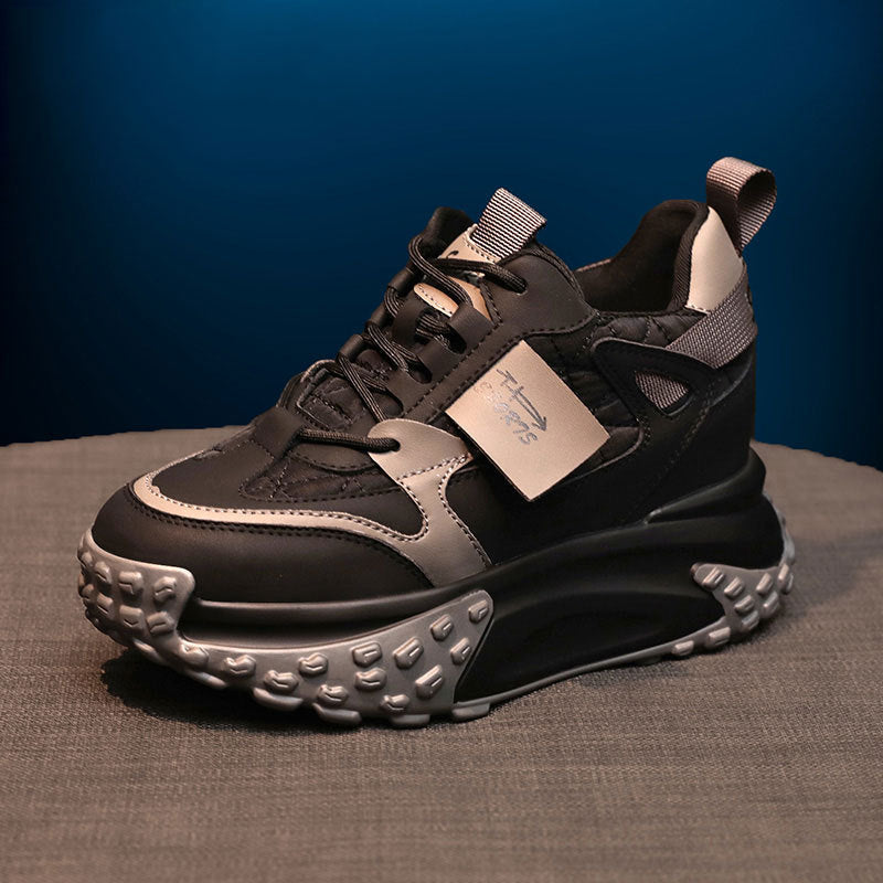 2023-as új, lélegző valódi bőr sport- és alkalmi cipő vastag talppal