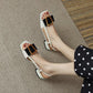 Női Colorblock Block Heel Retro szandál